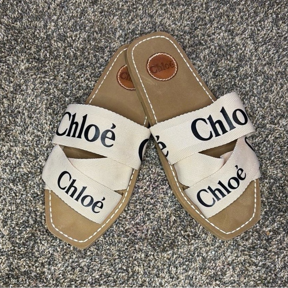 Chloe Cream and Brown Sandals with Minimalist Design